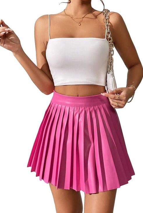 Unbranded Dresses & Skirts - XS PINK High Waist Skater Mini Flared Pleated Skirt Short Tennis Pencil Skirt B2